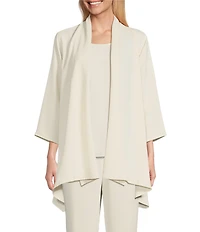 Caroline Rose Matte Crepe Open Front Side Drape 3/4 Sleeve Jacket