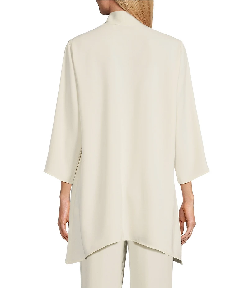 Caroline Rose Matte Crepe Open Front Side Drape 3/4 Sleeve Jacket