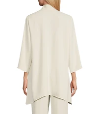 Caroline Rose Matte Crepe Open Front Side Drape 3/4 Sleeve Jacket