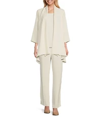 Caroline Rose Matte Crepe Open Front Side Drape 3/4 Sleeve Jacket