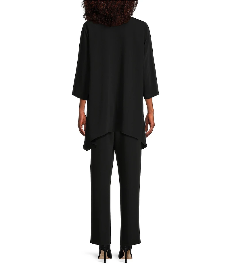 Caroline Rose Matte Crepe Open Front Side Drape 3/4 Sleeve Jacket