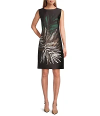 Caroline Rose Mikado Graphic Print Scoop Neck Sleeveless Sheath Dress