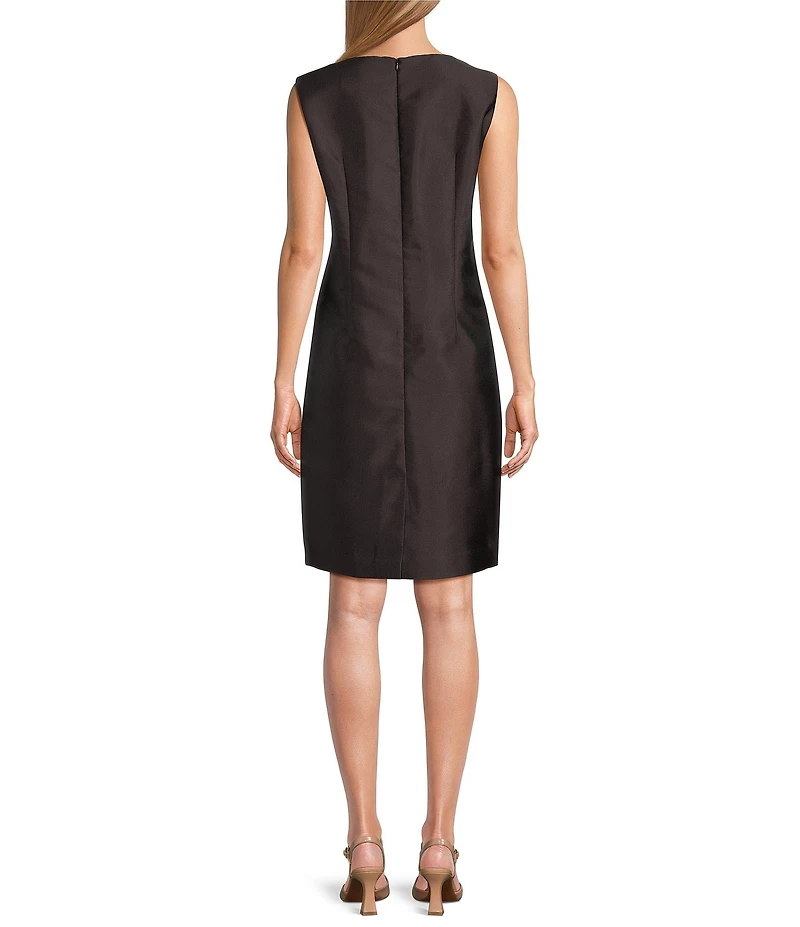 Caroline Rose Mikado Graphic Print Scoop Neck Sleeveless Sheath Dress