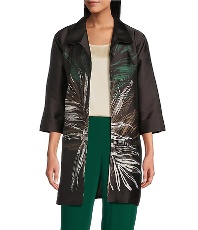 Caroline Rose Mikado Graphic Print Spread Collar Bracelet Sleeve Jacket