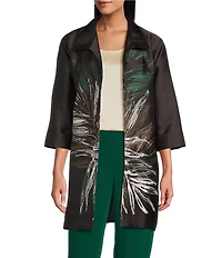 Caroline Rose Mikado Graphic Print Spread Collar Bracelet Sleeve Jacket