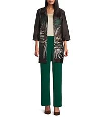 Caroline Rose Mikado Graphic Print Spread Collar Bracelet Sleeve Jacket
