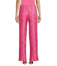 Caroline Rose Plisse Crinkled Pleat Straight-Leg Coordinating Pull-On Pants
