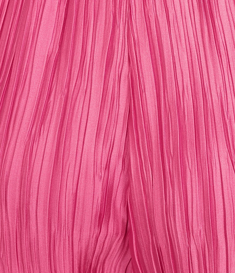 Caroline Rose Plisse Crinkled Pleat Straight-Leg Coordinating Pull-On Pants