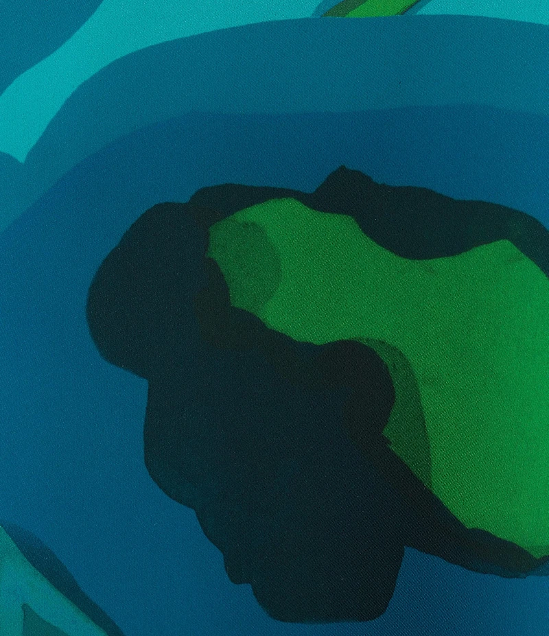 Caroline Rose Plus Copa Abstract Floral Print Matte Crepe Scoop Neck 3/4 Tulip Petal Sleeve Tunic