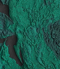 Caroline Rose Plus Floral Pattern Cloque Jacquard Scoop Neck 3/4 Sleeve Shift Dress