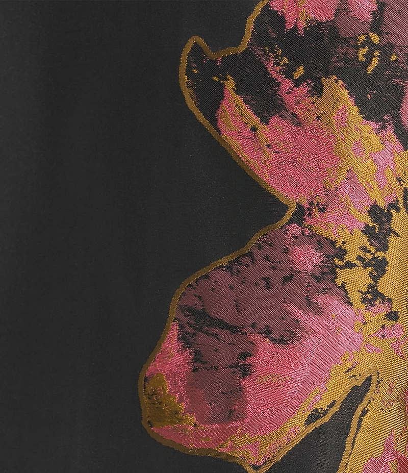 Caroline Rose Plus Pink Petal Print Devore Spread Collar Bracelet Sleeve Open-Front Statement Jacket