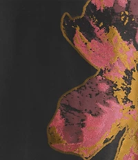 Caroline Rose Plus Pink Petal Print Devore Spread Collar Bracelet Sleeve Open-Front Statement Jacket