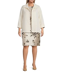 Caroline Rose Plus Size Celebration Textured Shimmer Jacquard Bracelet Sleeve Open-Front Jacket