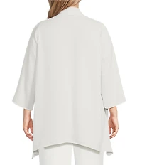 Caroline Rose Plus Size Matte Crepe Open-Front Side Drape 3/4 Sleeve Jacket