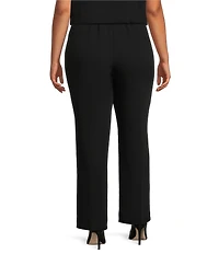 Caroline Rose Plus Size Matte Crepe Pull-On Straight Leg Pants