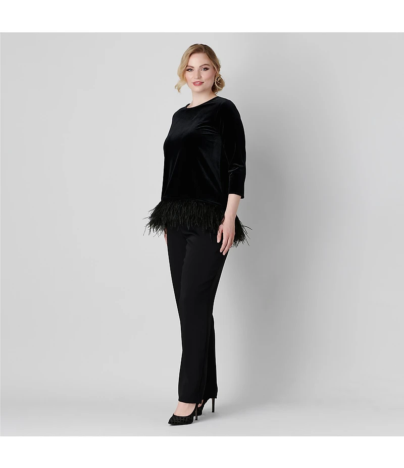 Caroline Rose Plus Size Matte Crepe Pull-On Straight Leg Pants