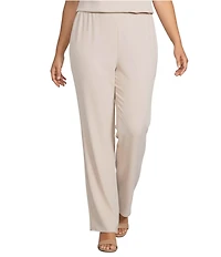 Caroline Rose Plus Size Matte Crepe Pull-On Straight Leg Pants