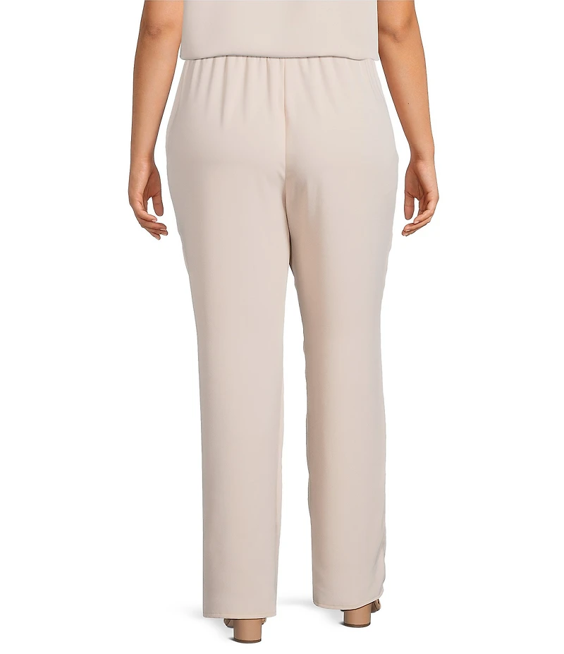 Caroline Rose Plus Size Matte Crepe Pull-On Straight Leg Pants