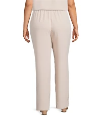 Caroline Rose Plus Size Matte Crepe Pull-On Straight Leg Pants