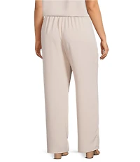 Caroline Rose Plus Size Matte Crepe Pull-On Straight Leg Pants
