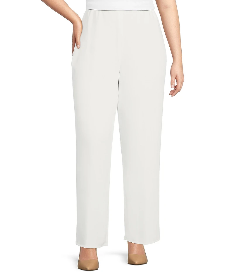 Caroline Rose Plus Size Matte Crepe Pull-On Straight Leg Pants