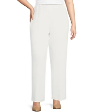 Caroline Rose Plus Size Matte Crepe Pull-On Straight Leg Pants