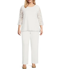 Caroline Rose Plus Size Matte Crepe Pull-On Straight Leg Pants
