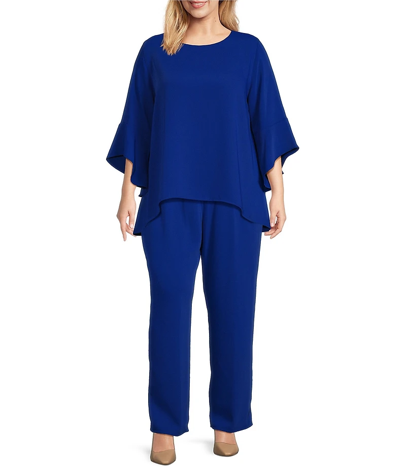 Caroline Rose Plus Size Matte Crepe Pull-On Straight Leg Pants