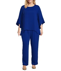 Caroline Rose Plus Size Matte Crepe Pull-On Straight Leg Pants
