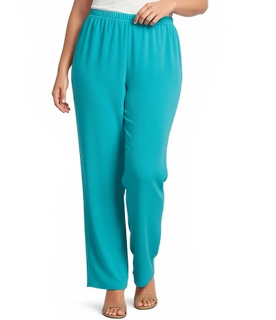 Caroline Rose Plus Size Matte Crepe Pull-On Straight Leg Pants