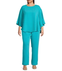 Caroline Rose Plus Size Matte Crepe Pull-On Straight Leg Pants