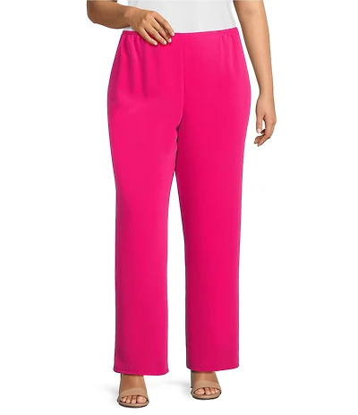 Caroline Rose Plus Size Matte Crepe Pull-On Straight Leg Pants