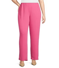 Caroline Rose Plus Size Matte Crepe Pull-On Straight Leg Pants