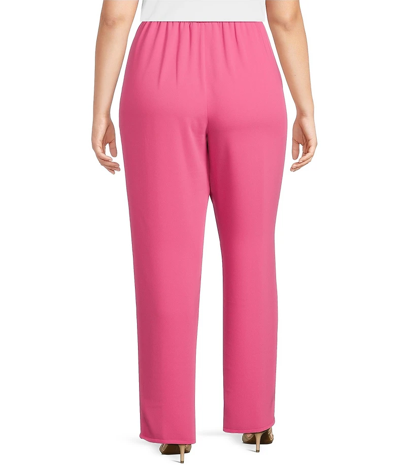 Caroline Rose Plus Size Matte Crepe Pull-On Straight Leg Pants