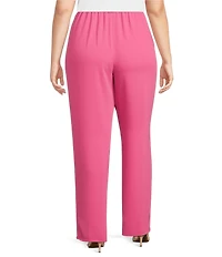 Caroline Rose Plus Size Matte Crepe Pull-On Straight Leg Pants