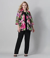 Caroline Rose Plus Size Matte Crepe Scoop Neck Sleeveless Tank Top