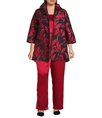 Caroline Rose Plus Size Soft Satin Scoop Neck Sleeveless Long Coordinating Tank Top