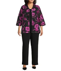 Caroline Rose Plus Size Vivid Blooms Devore Easy A-Line Jacket