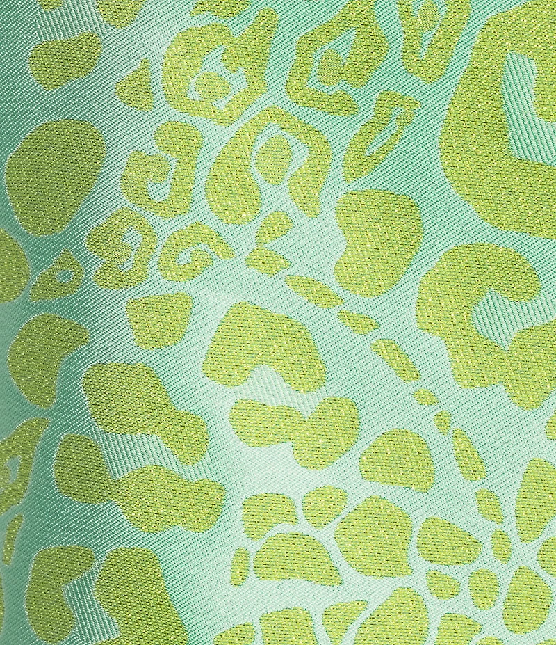 Caroline Rose Plus Talia Metallic Jacquard Animal Print Cuffed Elbow Sleeve Shift Dress