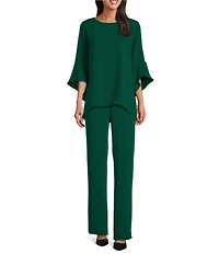 Caroline Rose Matte Crepe Pull-On Straight Leg Pants