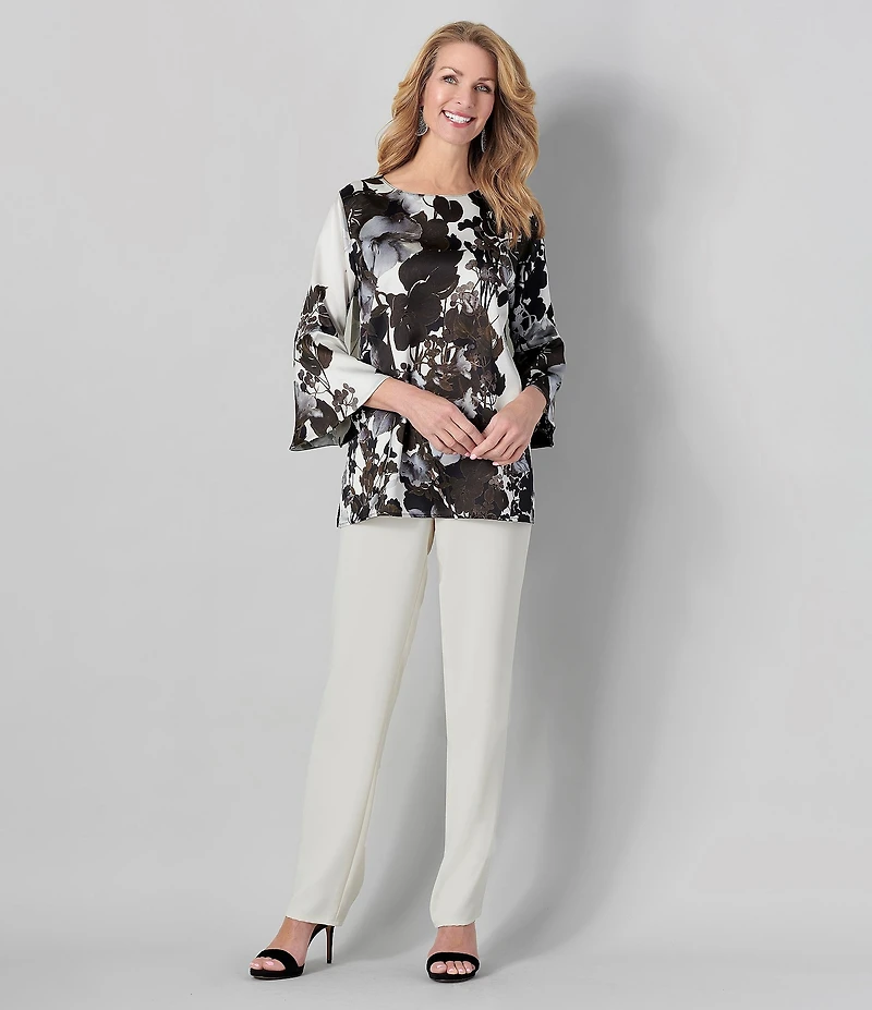 Caroline Rose Matte Crepe Pull-On Straight Leg Pants