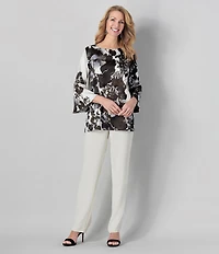Caroline Rose Matte Crepe Pull-On Straight Leg Pants