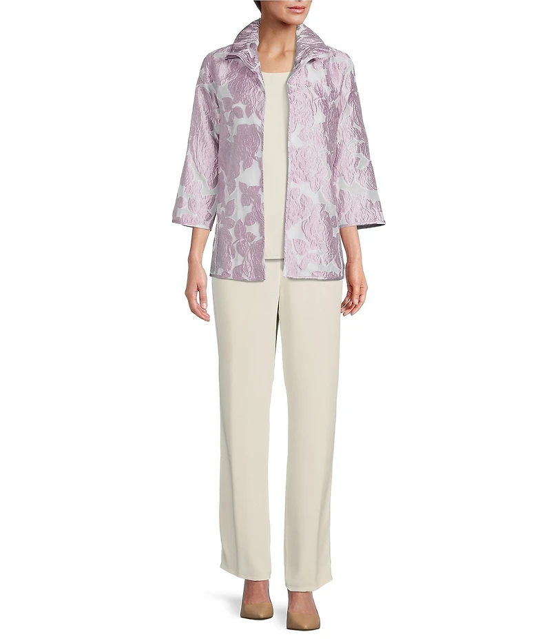 Caroline Rose Matte Crepe Pull-On Straight Leg Pants