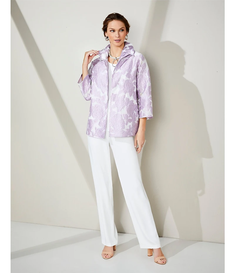 Caroline Rose Matte Crepe Pull-On Straight Leg Pants