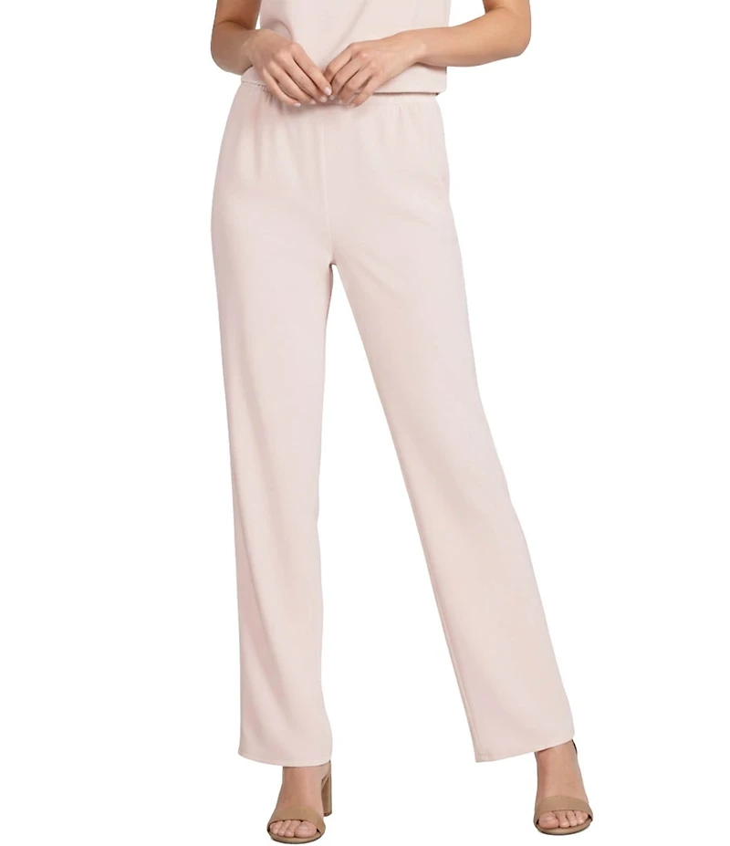 Caroline Rose Matte Crepe Pull-On Straight Leg Pants