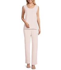 Caroline Rose Matte Crepe Pull-On Straight Leg Pants