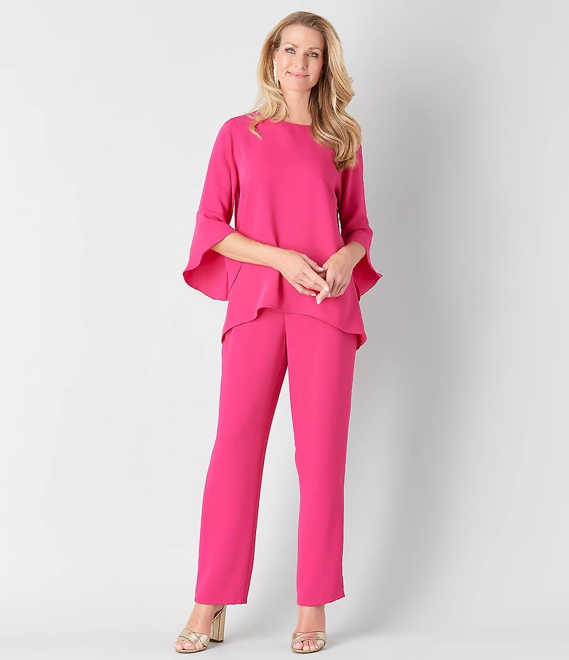 Caroline Rose Matte Crepe Pull-On Straight Leg Pants