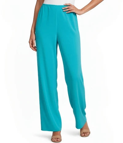 Caroline Rose Matte Crepe Pull-On Straight Leg Pants