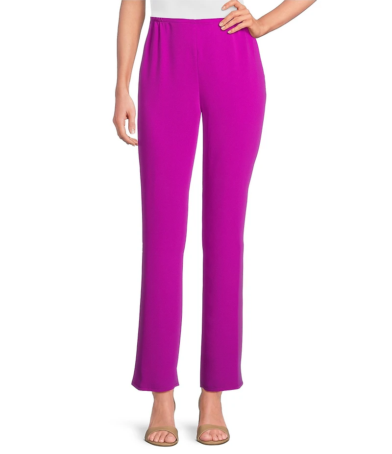 Caroline Rose Matte Crepe Pull-On Straight Leg Pants