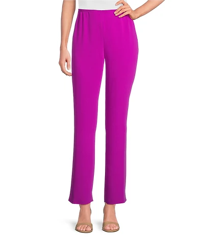 Caroline Rose Matte Crepe Pull-On Straight Leg Pants